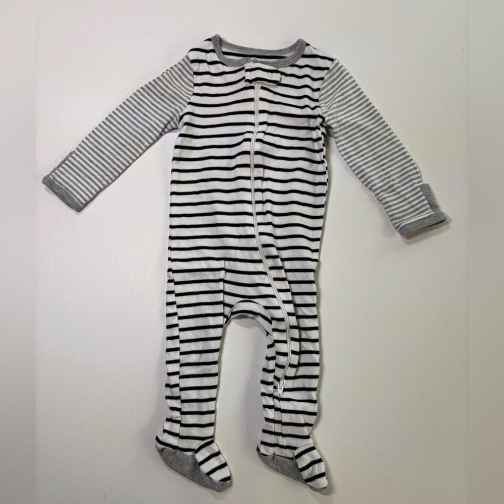 Cloud Island Baby Footed Sleepers 3-Pack 6–9M Neutral Animals Zip Pajamas - Picture 10 of 12